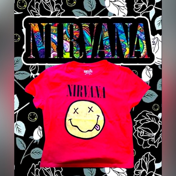 NIRVANA Tops - Nirvana Short Sleeve Crop T-Shirt Band Tee